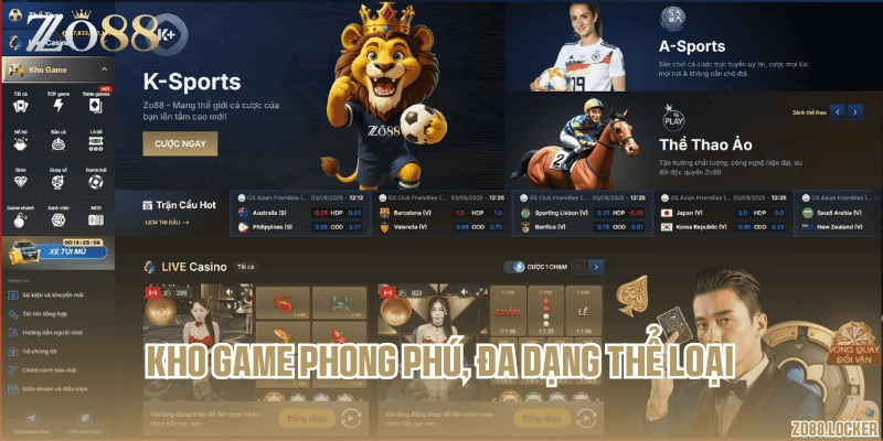 Kho game phong phú, đa dạng thể loại