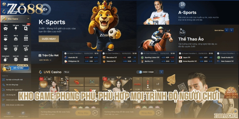 Kho game phong phú, phù hợp mọi trình độ người chơi