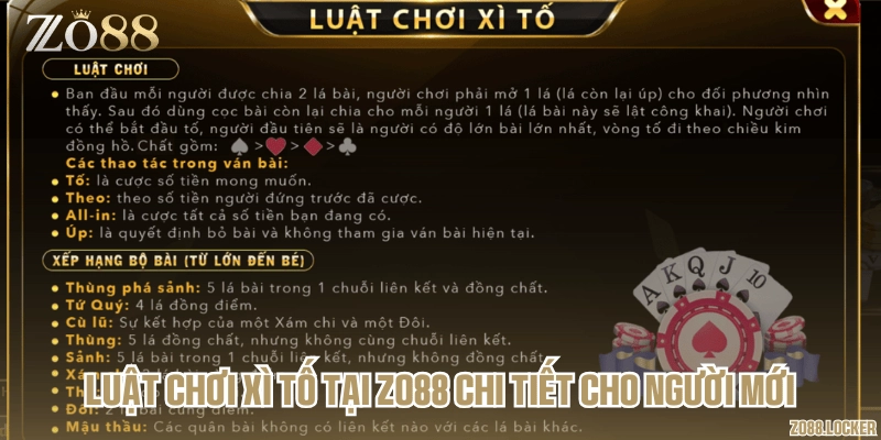 Luật chơi xì tố tại Zo88 chi tiết cho người mới
