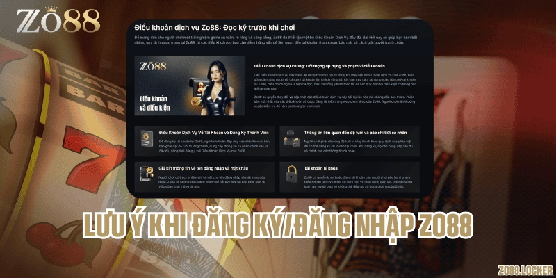 Lưu ý khi đăng ký/đăng nhập Zo88